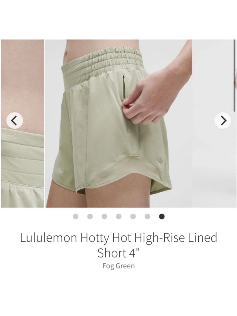NWT Lululemon Hotty Hot High Rise Shorts Fog Green 4